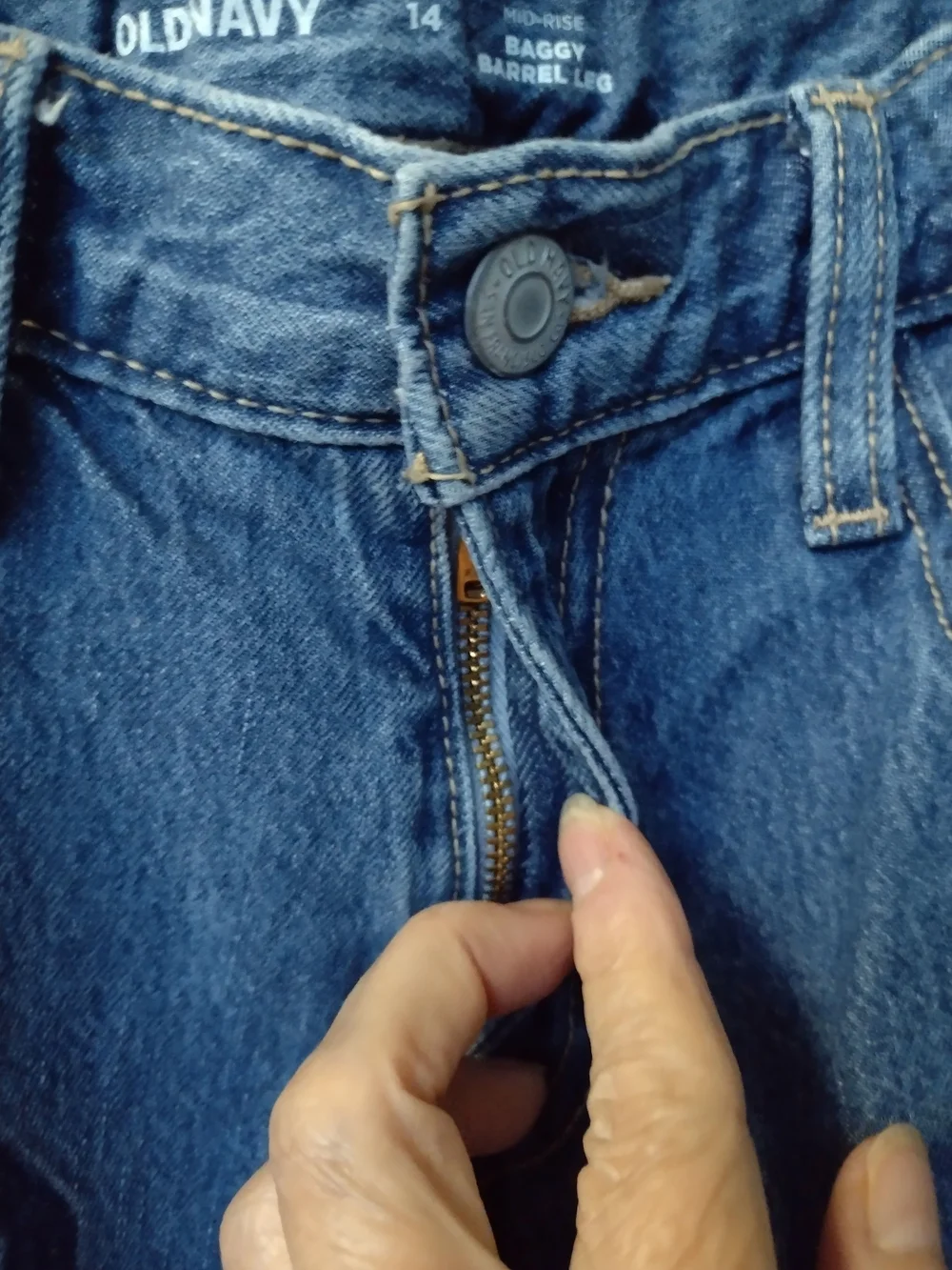 Old Navy Girls 14 MidRise Baggy Barrel LegJeans  Blue Bow Print Adjustable Waist